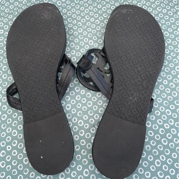 Tory Burch Black Sandals with Embellished Medallion - Picture 6 of 10